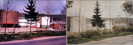 fig.1 Photographies du dépôt prises depuis la RN 5, jointes au dossier de Mobil Oil de 1965 (à gauche) puis de 1968 (à droite)
